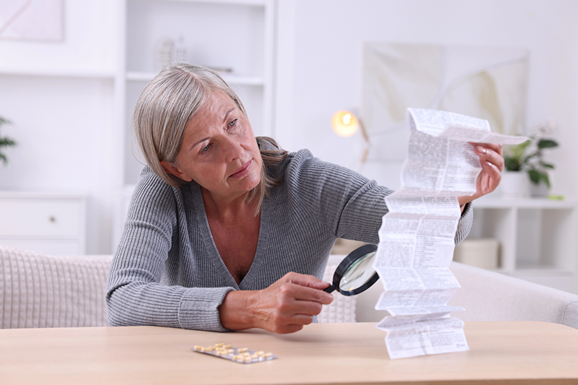 senior-woman-magnifying-glass-reading-medicine-instruction